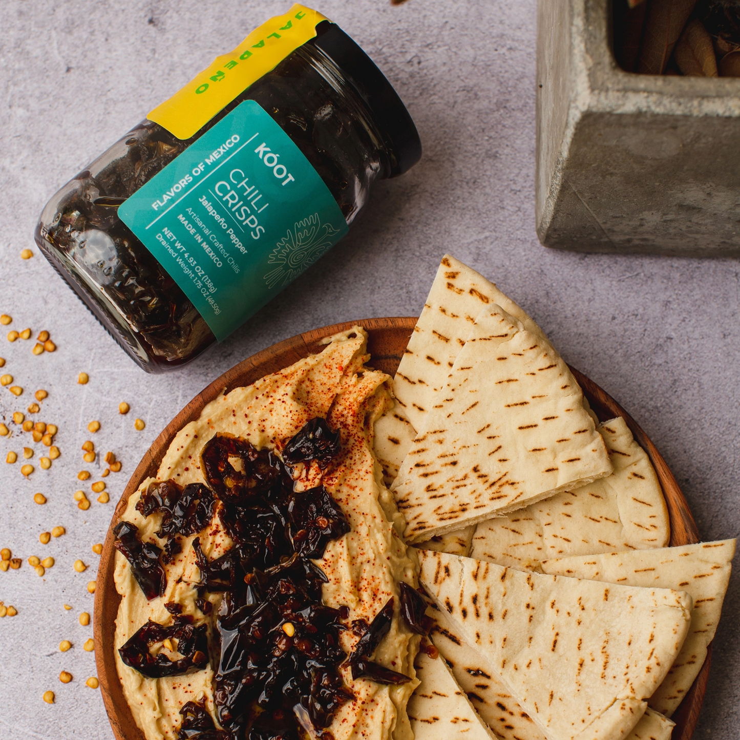 Koot Chili Crisp on hummus