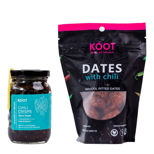 KÓOT Sweet & Crunchy Duo — Chili Dates + Serrano Chili Crisp